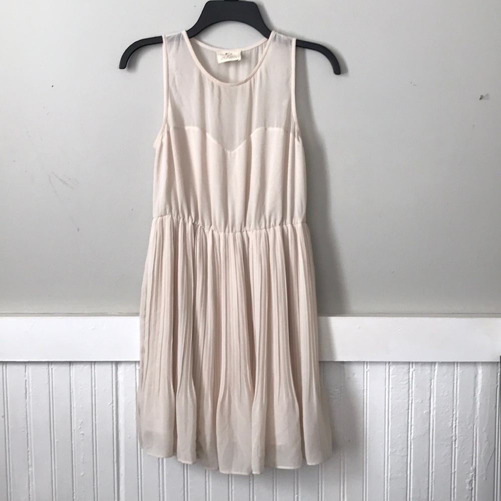 Nude Mini Pleat Dress